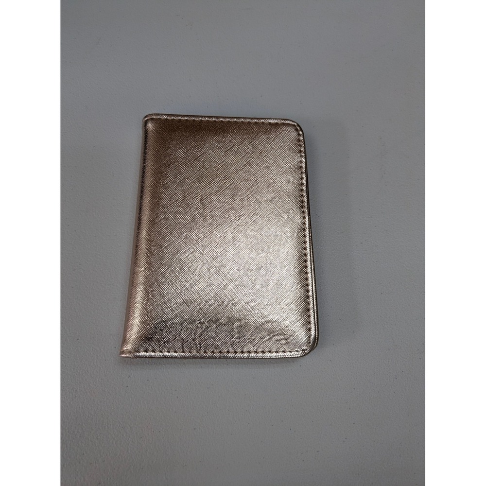 Glam Passport Holder Wallet Womens OS Rose Gold Metallic Saffiano Faux Leather